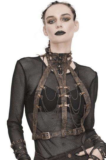 Gothic Body Harness Adorned with Metal Chains